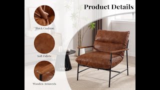 Wahson Modern Accent Armchair in PU Leather Upholstered Tub Lounge Chair for Bedroom Living Room [upl. by Lowell]