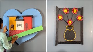 DIY 3D Wall Art Creative House amp Vase Flower Design from Cardboard [upl. by Ellednahc]