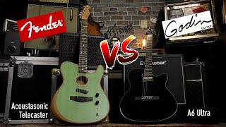 Fender Acoustasonic Telecaster VS Godin A6 Ultra Battle of the Hybrids [upl. by Felipe]