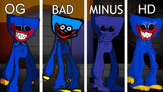 FNF VS HUGGY WUGGY Og Vs HD Vs Corrupted Vs Bad FULL HORROR MOD NEW [upl. by Eednas]