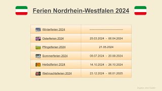 Ferien Nordrhein Westfalen 2024 [upl. by Veronike]