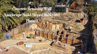 Transforming a Steep Hillside with Concrete Retaining Walls  Landscape Build Phase 1 [upl. by Edora]