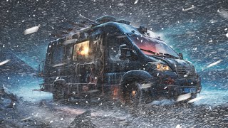 Cozy Van Life Winter Camping in Snow Storm Blizzard Extreme Weather Freezing Temperatures vanlife [upl. by Innavoig10]