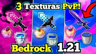 🔴 3 TEXTURAS para PVP en Minecraft PE 121X FPS  Texturas Gama Baja  Bedrock 121 [upl. by Larentia]