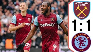 West Ham vs Aston Villa 11 Michail Antonio Goal amp Nicolo Zaniolo goal Soucek Disallowed goal [upl. by Ahseken534]