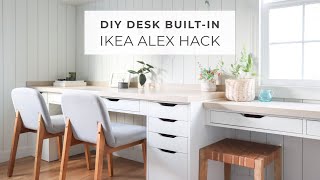 Ikea Alex Desk Hack  DIY Desk Builtin with Alex Drawers and Ekby Alex Shelves [upl. by Nielsen]