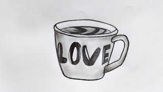 How to draw Love Cup drawing  Pencil sketch  Cup Drawing  love cup drawing  Easy drawing [upl. by Carisa]