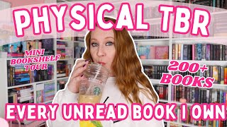 my entire physcial tbr 📚  mini bookshelf tour and 200 unread books [upl. by Eloci]