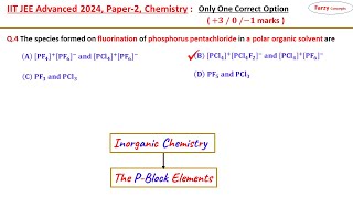 𝐐𝟒 The species formed on fluorination of phosphorus pentachloride in a polar organic solvent are [upl. by Ayhdnas163]