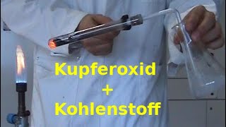 Chemische Reaktion von Kupferoxid mit Kohlenstoff [upl. by Renault]