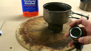 Evernew Ti DX Set Alcohol Stove Performance Test [upl. by Ahsimal]