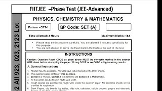 Fiitjee Jee AdvancedReshuffing Test 2 South Delhi kalu Sarai Question paper and solutions [upl. by Elrod]