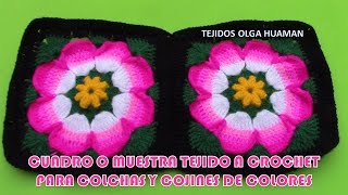 Cuadrado a crochet flores hermosas para colchas y cojines paso a paso [upl. by Graniah]