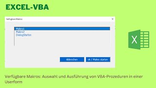 Video 380 Verfügbare Makros Auswahl und Ausführung von VBAProzeduren in einer Userform [upl. by Nylodnew709]