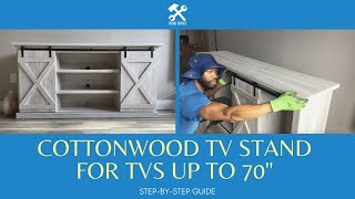 Twin Star Home Cottonwood TV Stand TVs Up to 70quot Sliding Barn Door Assembly  Lorraine Media Console [upl. by Kikelia]