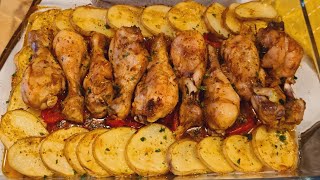 POLLO CON PAPAS AL HORNO  FACIL Y MUY RICO [upl. by Larrie]