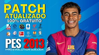 PATCH PES 2013 ATUALIZADO TEMPORADA 25 COM FACES REAIS  KITS  TRANSFERÊNCIAS  PES 2013 PC FRACO [upl. by Wylde496]