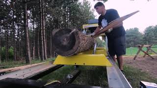 Sawing a Complete Log on the Frontier OS27 Portable Sawmill [upl. by Nomrah]