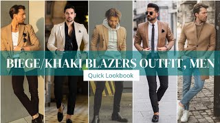 Beige Blazer Outfit Ideas for Men  Biege  Khaki  Camel Colour Blazer Combination [upl. by Rusticus]