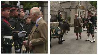 King Charles III greeted by Special Scottish Guard and Adorable Pony as he arrives at Balmoral [upl. by Decrem]