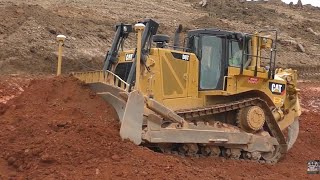 A Big Caterpillar D8T Dozer Pushing Dirt [upl. by Sitra702]