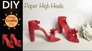 HOW TO MAKE PAPER HIGH HEELS FOR YOUR PARTY DECOR I DIY paper shoes [upl. by Erdei]