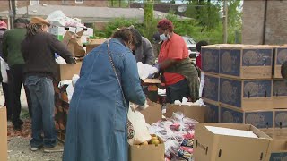 Church police in Englewood join forces to pass out free food masks [upl. by Sinnod]