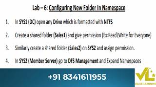 LAB 30 CONFIGURING NEW FOLDER IN NAMESPACE IN 2012 SERVER  2012 SERVER ADMIN VIDEOS VALUE LEARNING [upl. by Coppock]