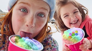 SNOW CONE SCHOOL Family Day at PiRATE iSLAND sledding and snowboarding with Adley Niko amp Navey [upl. by Ardnohs]