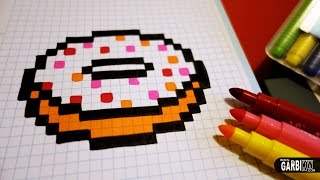 Handmade Pixel Art  How To Draw a Kawaii Donut by Garbi KW pixelart [upl. by Caddaric]