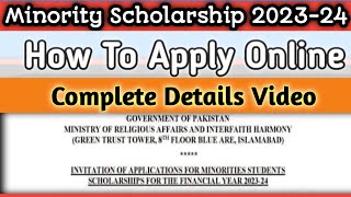 Minority Scholarship 202324  How To Apply Online Minority Scholarship 2023  Complete Video [upl. by Maddalena]