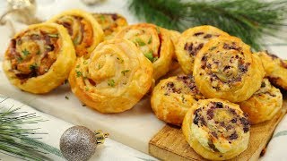 3 Puff Pastry Pinwheel Recipes  Holiday Appetizers [upl. by Zoellick]