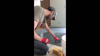 How to lay floor tiles  Stone tiles on plywood [upl. by Ahsinrev]