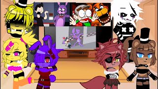 FNIA 1 reacts to FNAF 1 Animated 16 Markiplier Jacksepticeye etc [upl. by Isac30]