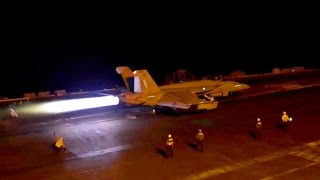 Aircraft Carrier  Night Flight Operations USS Theodore Roosevelt CVN 71 [upl. by Evander609]