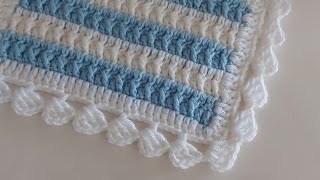 How to Crochet a Border  Super Easy Crochet Baby Blanket Border Pattern For Beginners [upl. by Tolley]