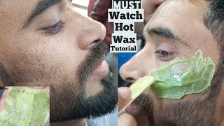 HOT FACE WAXING FOR MENS  Best Unwanted Hair Remove ☆ Face WAX Simple Tutorial  Jeddah Salon 2022 [upl. by Aileve34]