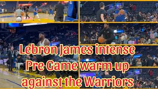 Warriors vs Lakers  Lebron James goes through intense pregame warm up ahead of preseason match up [upl. by Atnwahs]