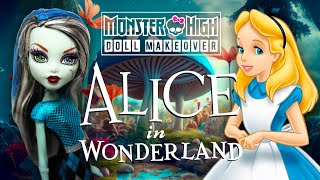 I MADE THE CUTEST ALICE IN WONDERLAND DOLL  Monster High Doll Repaint by Poppen Atelier [upl. by Aiclef]