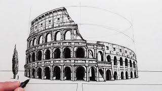 How to Draw The Colosseum in Perspective [upl. by Erusaert]