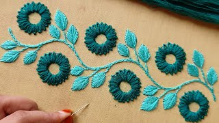 Hand embroidery design dress borderline easy and simple stitchজামার নিচের ফুলকারি বর্ডারলাইন ডিজাইন [upl. by Flann]