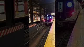 Manhattan Bound R211A A test train Queens Bound R46 A train at Utica Avenue [upl. by Grounds]