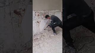 Removal process of white cement on the wall [upl. by Lhamaj361]