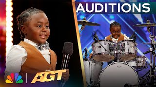 5YearOld Chrisyius Whitehead Is A Drumming SAVANT  Auditions  AGT 2024 [upl. by Inoliel443]