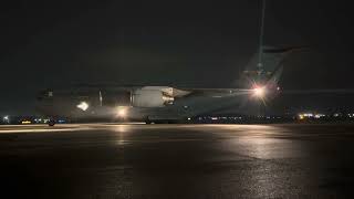 USAF C17 Globemaster Taxiing out at night DTW [upl. by Teufert]