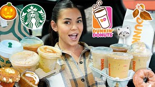 Dunkin’ vs Starbucks Fall Menu Competition 🍁 Who Wins [upl. by Aznarepse]