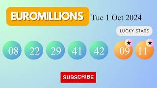 EuroMillions Draw Results on Tue 1 Oct 2024 The National Lottery UK [upl. by Acillegna]