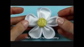 How to Make a Kanzashi Flower  Tutorial [upl. by Enitsirhk307]