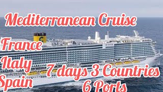 Costa Smeralda Mediterranean Cruise itinerary 3 Countries 6 Port to Discovercruise europe [upl. by Airot]