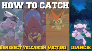 HOW TO CATCH ALL MYTHICAL GENESECTVOLCANIONDIANCIE AND VICTINI POKEMON SWORD AND SHIELD [upl. by Ikkiv]